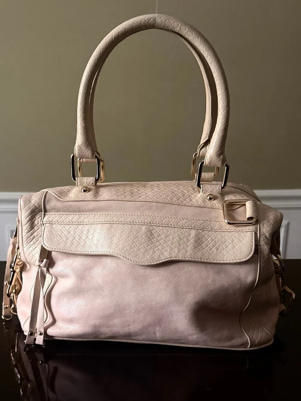 Rebecca Minkoff Pale Pink Cream Satchel with Gold Hardware